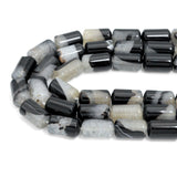 12x20mm Cylinder White Black Druzy Agate, Sku#YK33