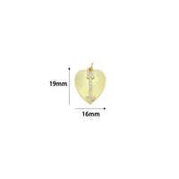CZ Arrow On Heart Charm, Sku#Z1436
