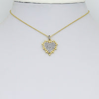 CZ Dual color heart, CZ Spike Heart Charm,Sku#Z1439