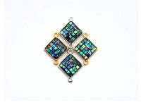 100% Natural Abalone Shell  Connector Diamond Shape with Gold/Silver Plated Edging, Abalone Shell Charm 14x18mm,SKU#Z288