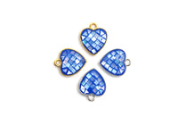 100% Natural Royal Blue Shell Heart Shape Pendant/Charm in Gold/Silver Finish, Blue Shell Charm 10x12mm,SKU#Z312