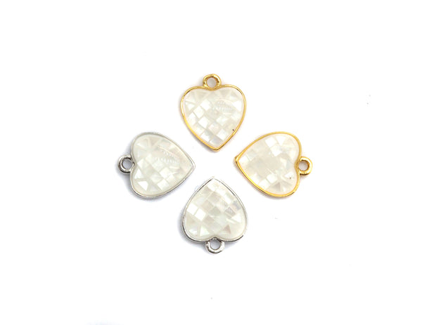 100% Natural White Shell Heart Shape Pendant with Gold/Silver Finish, White heart Pendant, Shell heart, 10x12mm,SKU#Z313