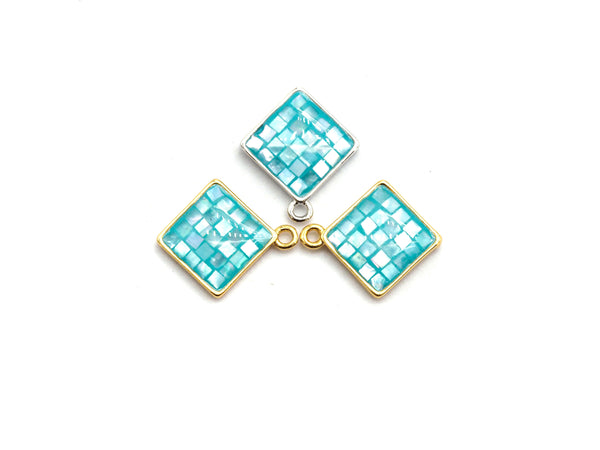 100% Natural Aqua Blue Color Shell Diamond Shape Charm/Pendant, Turquoise Blue Shell, Shell Charm, 13x16mm,SKU#Z326