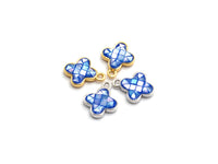 100% Natural Royal Blue Color Clover Shell Charm in Gold/Silver Finish, Blue Shell Pendant, Shell Charm, 10x13mm,SKU#Z330