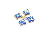 100% Natural Royal Blue Color Clover Shell Charm in Gold/Silver Finish, Blue Shell Pendant, Shell Charm, 10x13mm,SKU#Z330