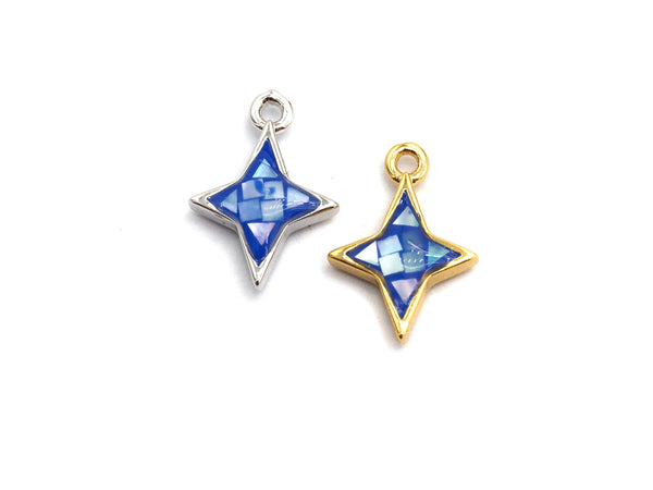 100% Natural Royal Blue Color Shell North Star Pendant Charm, Natural blue shell charm, Jewelry shell Findings, 10x14mm,SKU#Z342