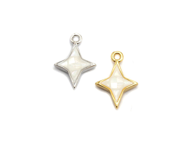 100% Natural White Color Shell North Star Pendant Charm, White Shell Charm, Shell star, Bracelet/Necklace making Charms, 10x14mm,SKU#Z343