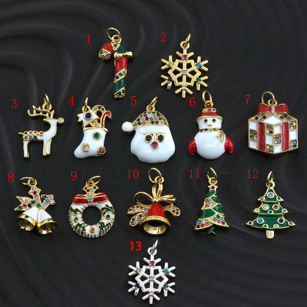 Enamel Colorful Christmas decoration Pendant,CZ Micro Pave Oil Drop pendant,Enamel Jewelry, Christmas Charm, sku#Z445