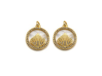 Clear CZ Micro Pave Scallop Shell on Mother-of-pearl Pendant