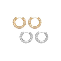 CZ Gold Twisted Round Hoop Earrings, Sku#ZX163