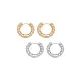 CZ Gold Twisted Round Hoop Earrings, Sku#ZX163