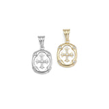 Gold / Silver CZ Cross Mother of Pearl Oval Charm, Sku#ZX164