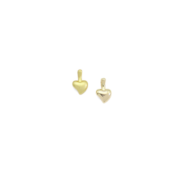 Matte Shinny Gold Twisted Clip On Heart Shape Charm, Sku#ZX167