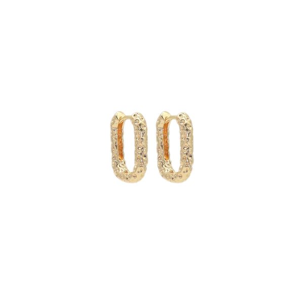 Hammered Gold Rectangle Shape Earrings, Sku#ZX168