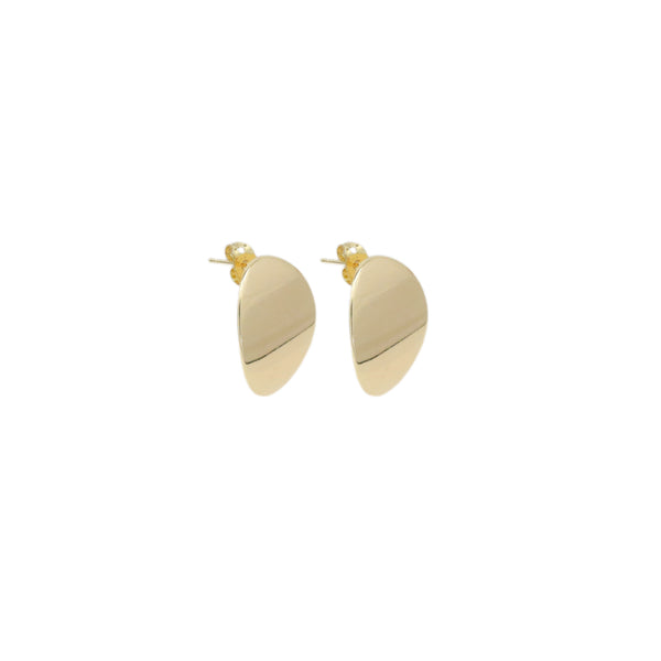 Shiny Gold Oval Shape Statement Earrings, Sku#ZX173