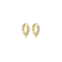 CZ Gold double wave lines Hoop Earrings, Sku#ZX181