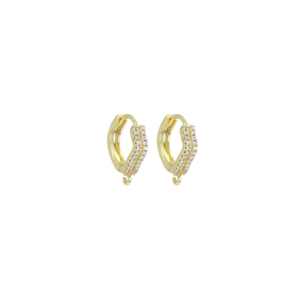 CZ Gold double wave lines Hoop Earrings, Sku#ZX181