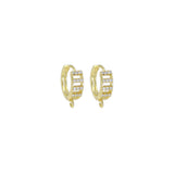 CZ Gold bar Frame Huggie Earrings, Sku#ZX184