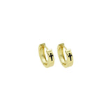 Gold Black Cross Hoop Earrings, Sku#ZX185