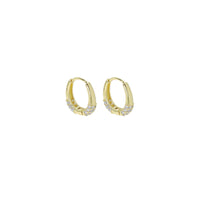 Small CZ Gold Oval Frame Hoop Earrings, Sku#ZX186