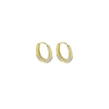 Small CZ Gold Oval Frame Hoop Earrings, Sku#ZX186