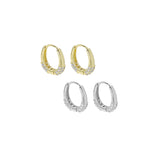 Small CZ Gold Oval Frame Hoop Earrings, Sku#ZX186