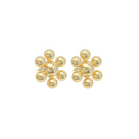 Gold  Flower Ball Statement Earrings, Sku#ZX192