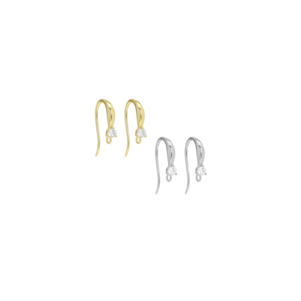 Dainty Heart CZ Earring Hook Earrings, Sku#ZX204