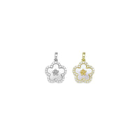 CZ White Mother of Pearl  Flower Gold Charm, Sku#ZX205