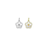 CZ White Mother of Pearl  Flower Gold Charm, Sku#ZX205