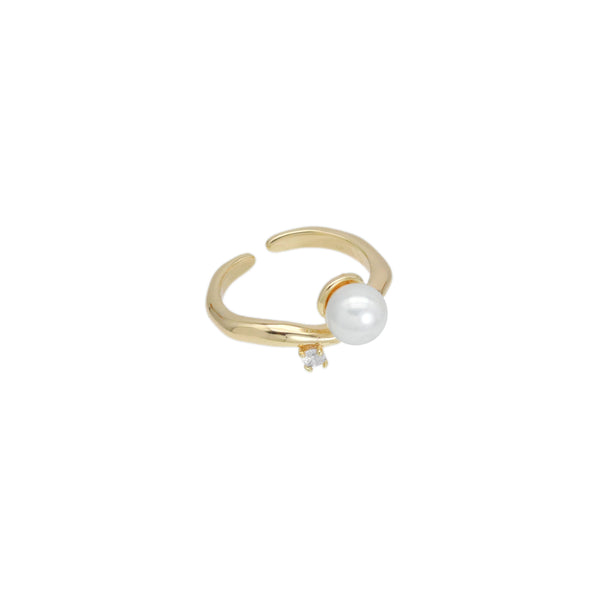 Gold Pearl Dot CZ Adjustable Ring, Sku#ZX212