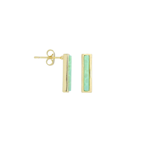 Turquoise Green Long Bar Stud Earrings, Sku#ZX227