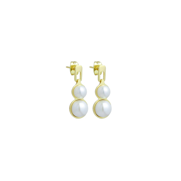 Double Pearl Stud Earrings, Sku#ZX231