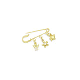 Gold Safety Pin Charm Holder for necklace making, Sku#ZX237