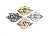 Colorful CZ Micro Pave Evil Eye Pendant with Baguette cz, Colorful CZ,Cubic Zirconia Pendant,17x30mm, 1pc/5pcs, sku#F743