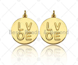 18k Shiny Gold Finish Round LOVE Coin Charms, Embossment LOVE Charms, Round Coin Pendant, Gold Charm, DIY Necklace Charms, 20mm, Sku#Y275