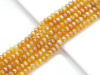 Mystic Natural Yellow Banded Agate Rondelle Faceted Beads, Sku#UA292