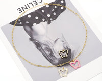 Paperclip Chain Frame Butterfly Necklace, sku#EF177