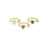 Gold Colorful CZ Heart Twisted Knot Adjustable Ring, Sku#LK877