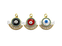 Enamel Colorful Big Evil Eye With eyelash Pendant,CZ Micro Pave Oil Drop pendant,Enamel pendant,Enamel Jewelry,19mm,sku#Z655