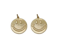 Gold Smiley Face On Round Coin Charm, Sku#ZX97