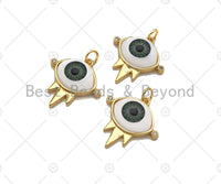 Black/White Enamel Evil Eye Shape Pendant, Gold Enamel Findings, 20x21mm,Sku#Y417