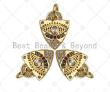 18k Shiny Gold Evil Eye On Triangle Shape Charms, Multicolor CZ Gold Triangle Charms, Gold Pendant,Evil Eye Necklace Charms,11x14mm,Sku#Y336