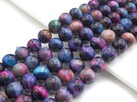 NEW GALAXY COLOR!! Natural Tiger eye Beads Round 10mm/12mm, Galaxy Tiger Eye Beads, Purple Blue Pink Gemstone, 16" Full strand, sku#U597