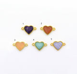 Gold Gemstone Heart Connector, Sku#LY16