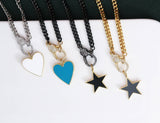 Heart Star Cuban Chain Necklace, sku#CL07