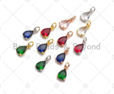 Colored Stone Teardrop Shaped Charm, Blue/Green/Red Gold Teardrop Charm, Charms for Earrings, Bracelet Jewerly Making, 6x11mm, sku#Z1155