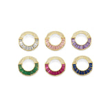 Colorful Baguette CZ Gold Round Ring Charm, Sku#LX323