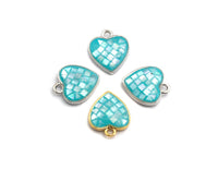 Natural Blue Shell Heart Shape Charm, 12x10mm, Sku#Z314