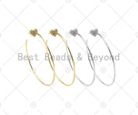 CZ Pave Heart Hoop Earrings, Sku#J321